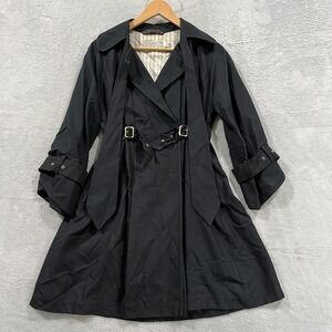 Shipley & Halmos Trench Coat Womens Medium Snap Tie Silk Preppy Buckle